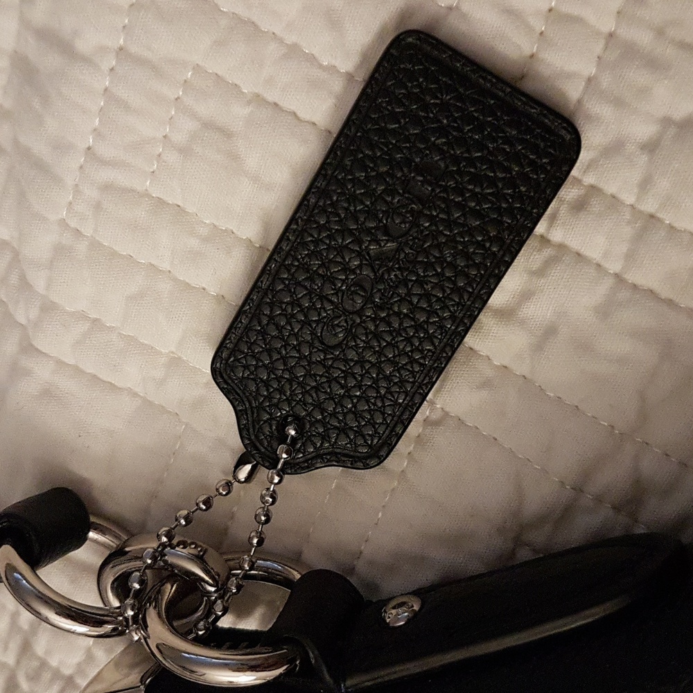 Coach Navy Blue Black Studded Flowers Shoulder Bag - Picture 3 of 14
